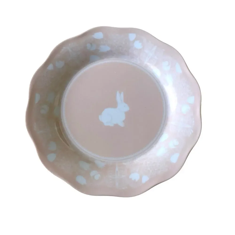 Pastel Easter Bunny Melamine Appetizer Plates 7in Set of 4 NEW